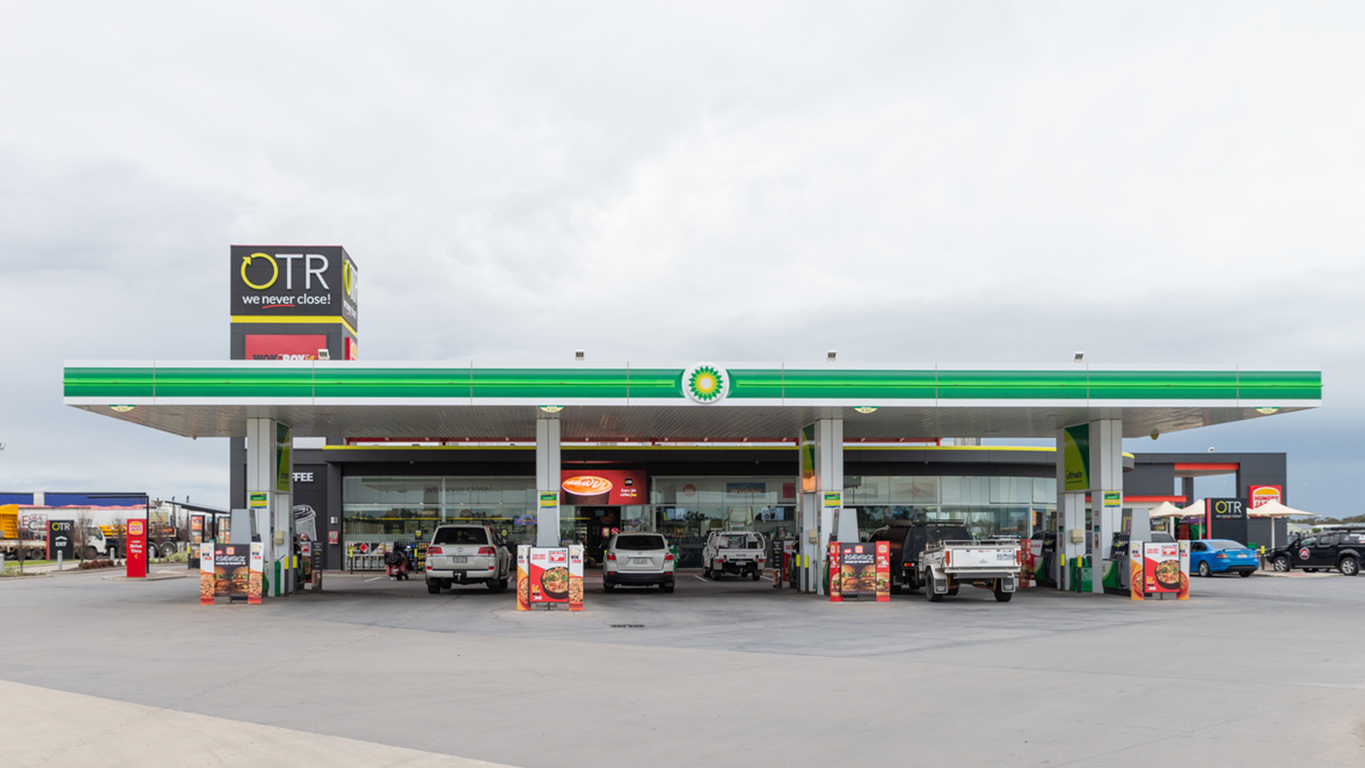 Exterior view of an OTR and BP service station, part of Australia's growing convenience retail network.